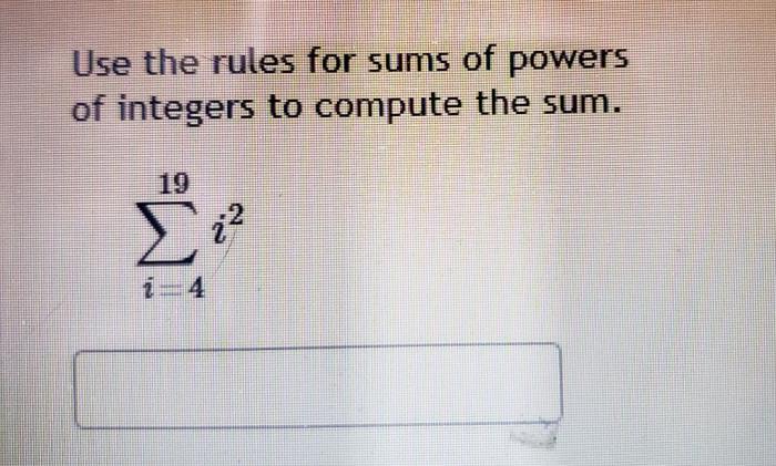 Sums rules powers compute integers transcribed