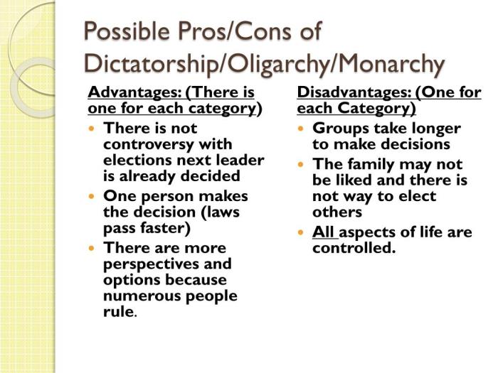 Pros and cons of oligarchy