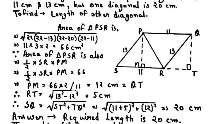 The figure is a parallelogram. one diagonal measures 28 units.