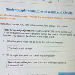 Student exploration coastal winds and clouds answer key