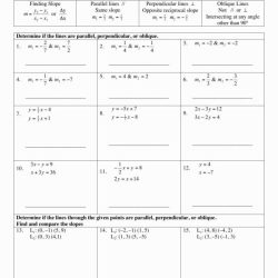 Equations of lines parallel and perpendicular worksheet